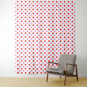 Red and Pink On White Polka Dots Design Tapestry