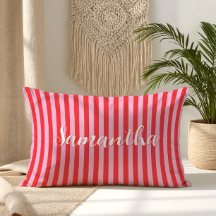 Red and Pink Pin Stripes Signature Lumbar Cushion