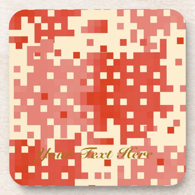 Red and Pink Pixel Pattern Coaster (Front)