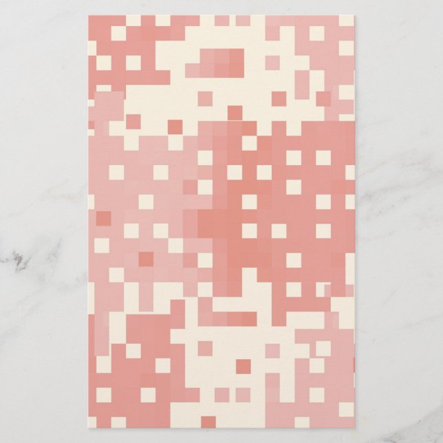 Red and Pink Pixel Pattern Stationery (Front)