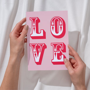 Red and Pink Playful Bold Love Holiday Card