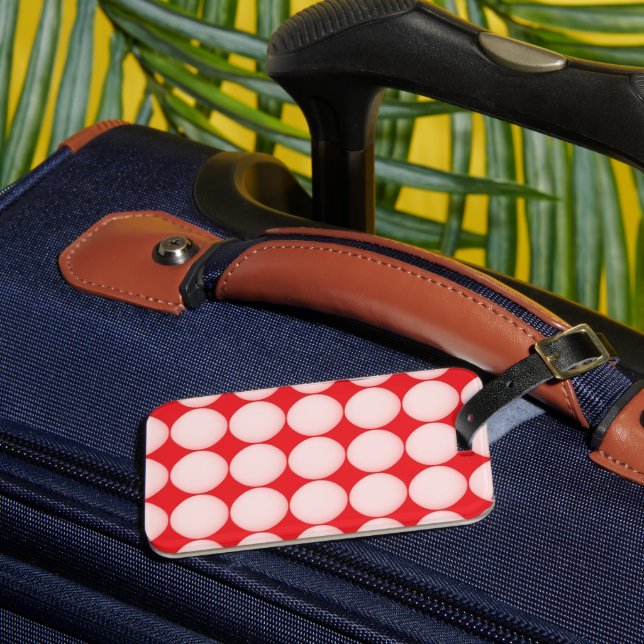 Red and Pink Polka Dot Pattern Luggage Tag (Front Insitu 3)