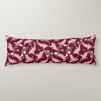 Red And Pink Repeating Motif | Koi Fish Pattern Body Cushion
