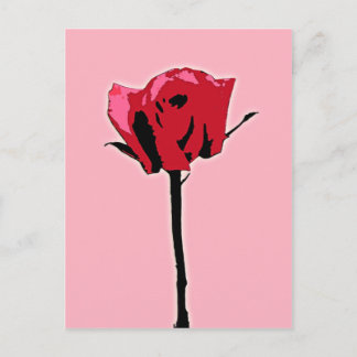 Red and Pink Rose Art Postcard