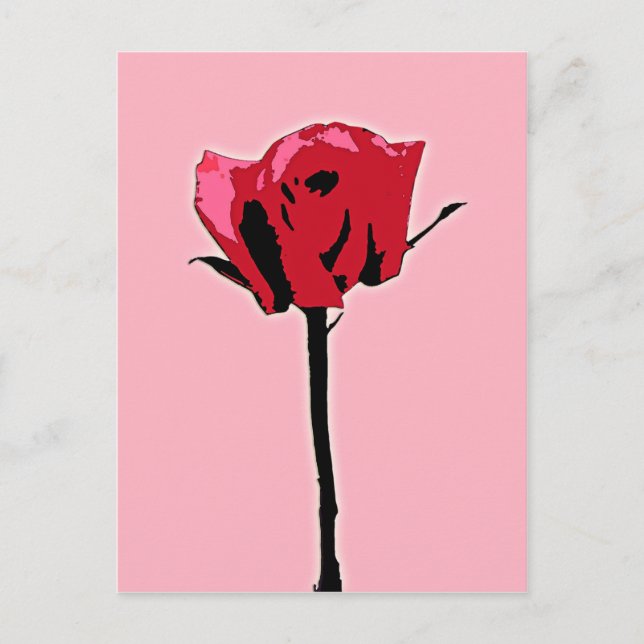 Red and Pink Rose Art Postcard (Front)