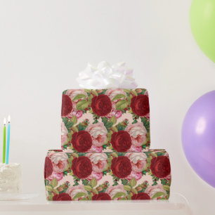 Red and Pink Rose Decoupage Craft or Wrapping Paper
