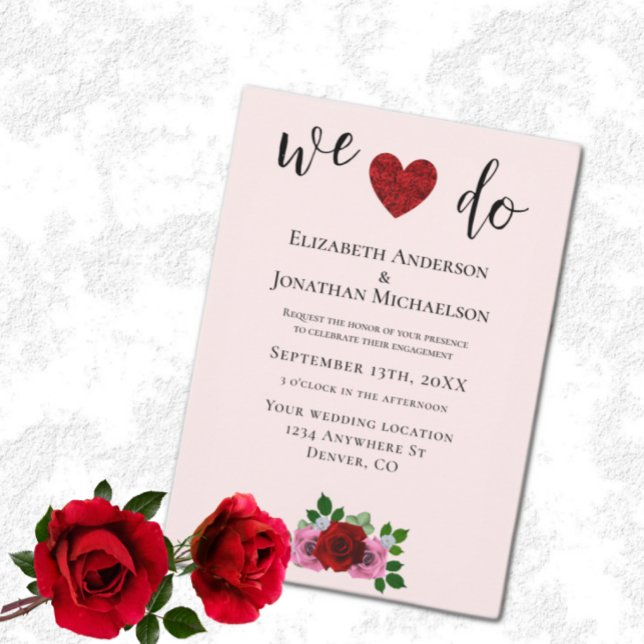 Red and Pink Roses Engagement Party Invitation (Creator Uploaded)