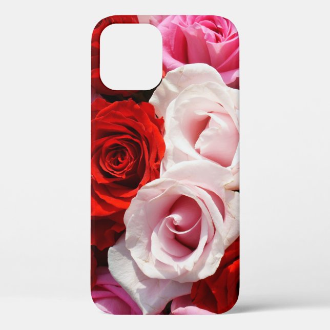 Red and Pink Roses iPhone 12 Case (Back)