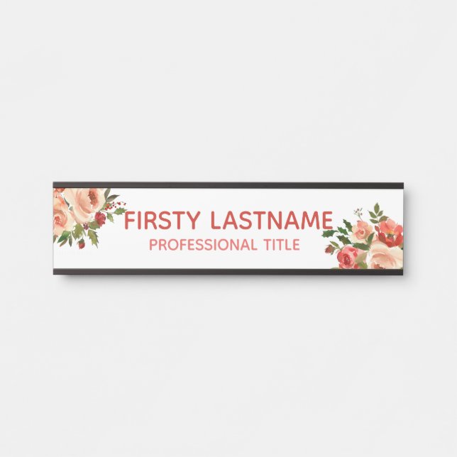 Red and Pink Roses Office Door Signs Name Plate (Front)