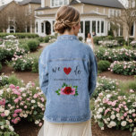 Red and Pink Roses Wedding Denim Jacket<br><div class="desc">We do!: Wedding collection with a heart full of roses and featuring roses in shades of crimson red and pink with eucalyptus and botanical greenery</div>