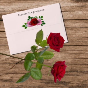 Red and Pink Roses Wedding Envelope