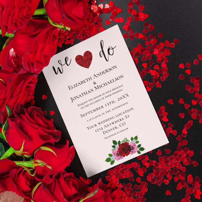 Red and Pink Roses Wedding Invitation (Creator Uploaded)