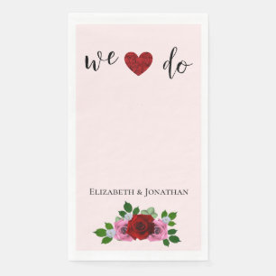 Red and Pink Roses Wedding Napkin