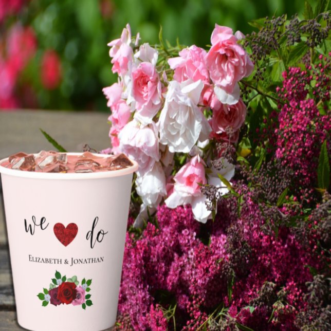 Red and Pink Roses Wedding Paper Cups (Creator Uploaded)