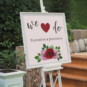 Red and Pink Roses Wedding Poster