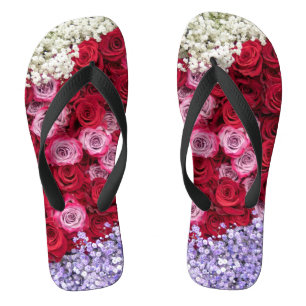 Red and Pink Roses with Colourful Gypsophila Jandals