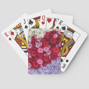 Red and Pink Roses with Colourful Gypsophila Playing Cards