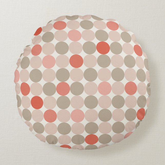 Red and pink Scandinavian Circles Round Pillow (Front)