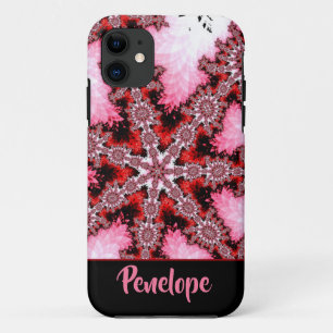 Red and Pink Starburst Fractal Abstract With Name  Case-Mate iPhone Case
