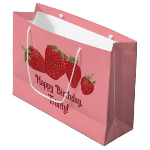 Red and Pink Strawberries Custom Large Gift Bag