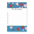 Red and Pink Strawberries on Blue Post it Notes