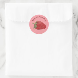 Red and Pink Strawberry Custom Message Classic Round Sticker