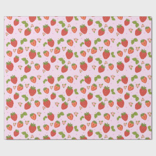 Red And Pink Strawberry Pattern Wrapping Paper