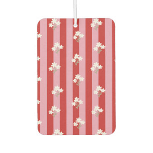 red and pink stripe design with white flowers car air freshener
