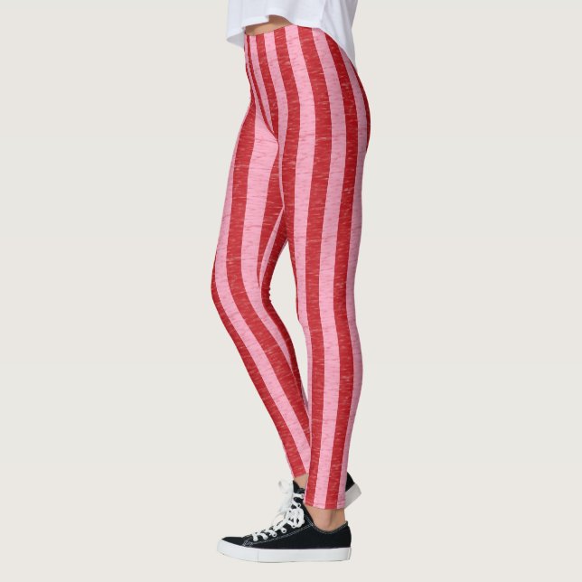 Red and Pink Stripes Leggings (Left)