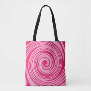 Red and pink swirl pattern tote bag