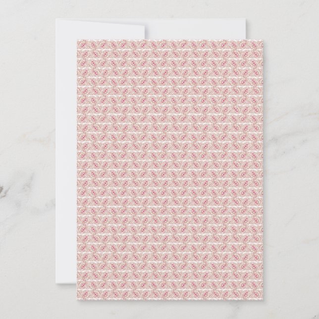 Red and pink textiles laid over a patterned rug wi invitation (Front)