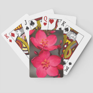 Red and Pink Tropical Fiji Flowers Playing Cards