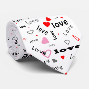 red and pink typography text design love hearts tie