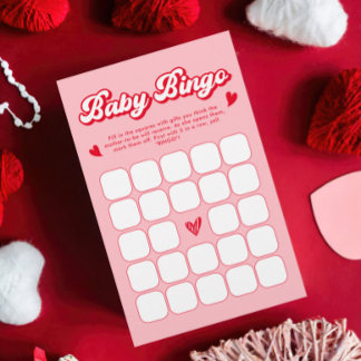 Red and Pink Valentine Baby Shower Baby Bingo Game