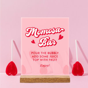 Red and Pink Valentine Baby Shower Momosa Bar Acrylic Sign