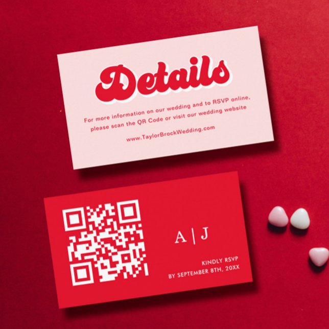 Red and Pink Valentine Wedding Website Enclosure Card (Creator Uploaded)