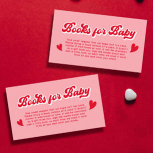 Red and Pink Valentines Baby Shower Books for Baby Enclosure Card
