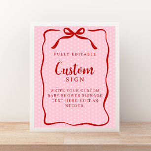 Red and Pink Valentines Baby Shower Custom Sign