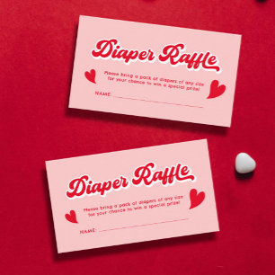Red and Pink Valentines Baby Shower Diaper Raffle Enclosure Card