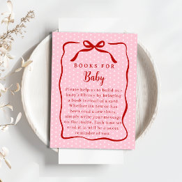 Red and Pink Valentines Books For Baby Shower Enclosure Card