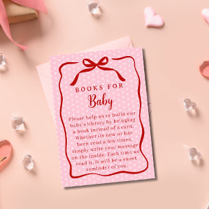 Red and Pink Valentines Books For Baby Shower Enclosure Card