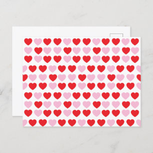 Red and Pink Valentines Day Hearts Postcard