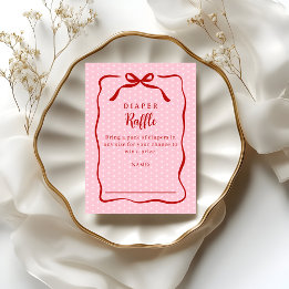 Red and Pink Valentines Diaper Raffle Baby Shower Enclosure Card