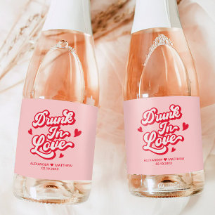 Red and Pink Valentines Wedding Champagne Favour Sparkling Wine Label