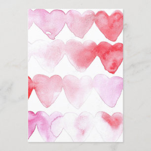 Red And Pink Watercolor Hearts Invitation