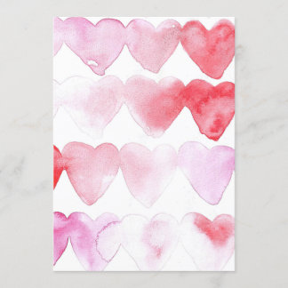 Red And Pink Watercolor Hearts Invitation