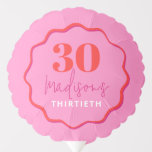 Red and Pink Wave Border 30th Birthday Balloon<br><div class="desc">Make your 30th birthday celebration pop with this custom pink and red colourful wavy border balloon! Perfect for adding a personalised touch to your party decor, this eye-catching balloon will surely impress your guests. Whether you're looking for a unique gift or a fun addition to your birthday decorations, this customisable...</div>