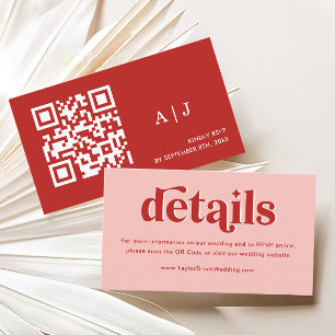 Red and Pink Wedding Details Enclosure Card