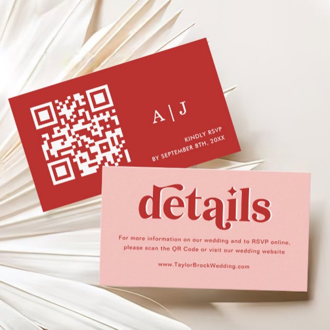Red and Pink Wedding Details Enclosure Card (Creator Uploaded)