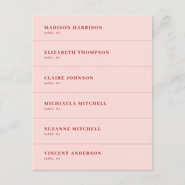 Red and Pink Wedding Place Card DIY (Front)